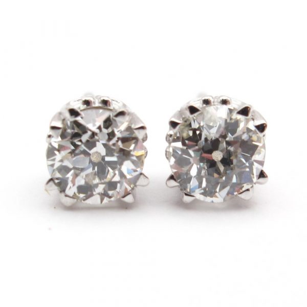 European Round Diamond Stud Earrings .81