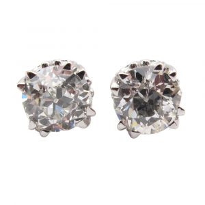 European Round Diamond Stud Earrings .89