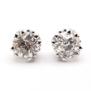 European Round Diamond Stud Earrings 1.27