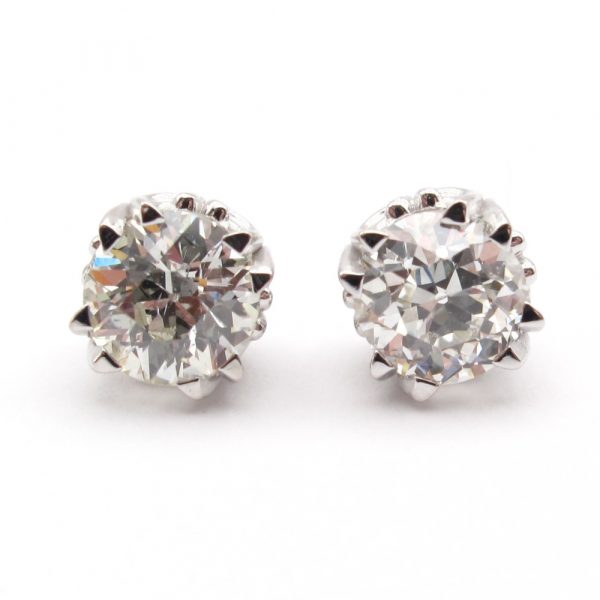 European Round Diamond Stud Earrings 1.27