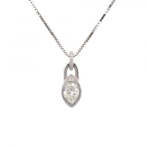 Lock Shaped Marquise Diamond Necklace