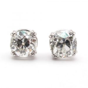 Mine Cut Diamond Stud Earrings 1.08