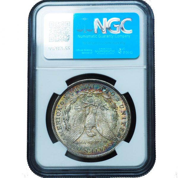 1921 Morgan Dollar AU58 NGC Vibrant Rainbow Toned