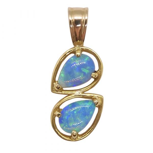 Petite Opal Bypass Pendant 14K Yellow Gold Front