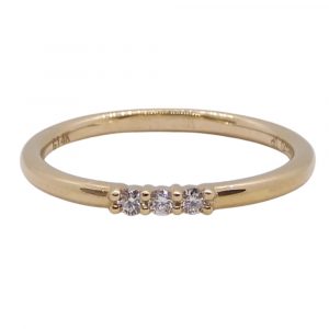 Sweet Three Diamond 0.041 ctw Band Ring 14k Yellow Gold Front