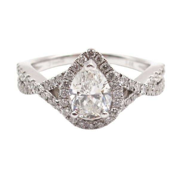 1.50ct Diamond Halo Pear Engagement Ring