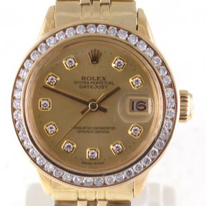 Pre-Owned Ladies Rolex Datejust (1980's) 18kt Yellow Gold Model 6517 Front Close