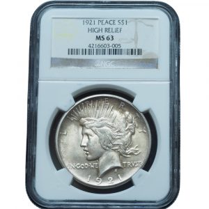 1921 Peace Dollar High Relief MS63 NGC