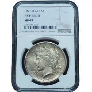 1921 Peace Dollar High Relief MS63 NGC