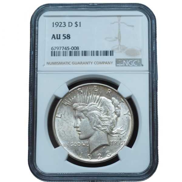 1923 D Peace Dollar AU58 NGC