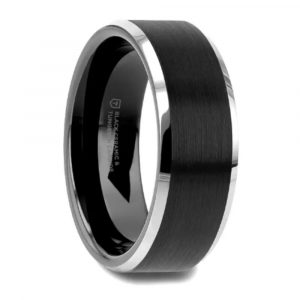 ARDEN Men's Wedding Band with Black Ceramic Center - Tungsten (1)