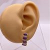 Amethyst and Diamond Drop Earrings 14K Two-Tone Gold 1.48 Carat TGW ear comparison