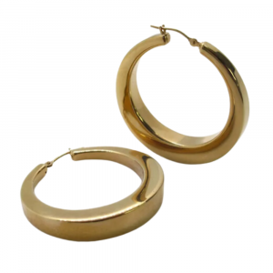 Big Shiny Taped Hoops, 14k Yellow Gold