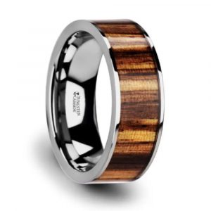 COPAN Men's Wedding Band with Zebra Wood Inlay - Tungsten