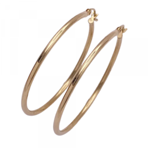 Classic Tubular Hoop Earrings 14K Gold side