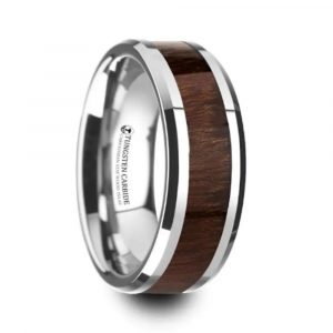 DACIAN Men's Wedding Band with Carpathian Wood Inlay - Tungsten