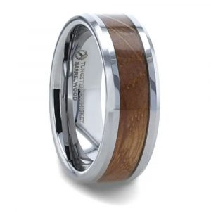 DISTILLED Whiskey Barrel Inlayed Men's Wedding Band - Tungsten