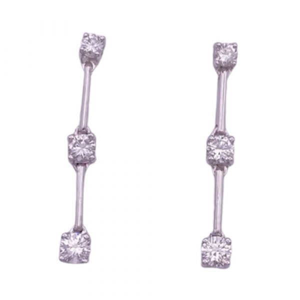 Diamond Dangle Earrings 14K White Gold .64 Carat TW VS Quality