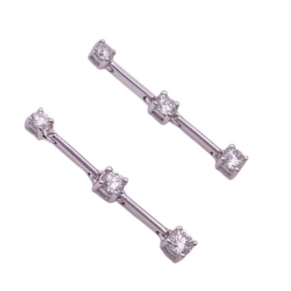 Diamond Dangle Earrings 14K White Gold .64 Carat TW VS Quality side