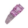 Diamond and Lab Pink Sapphire Estate Ring 2.84 Carat TGW 14K White Gold side view