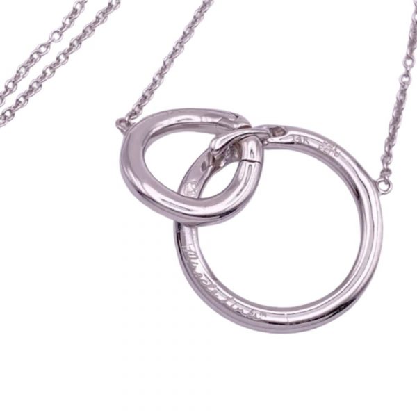 Double Circle Diamond Necklace 14K White Gold .37 Carat TW back'