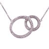 Double Circle Diamond Necklace 14K White Gold .37 Carat TW closeup