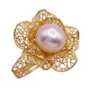 Filigree Flower Ring 14K Gold and Cultured Pearl side