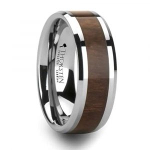 HALIFAX Black Walnut Wood Inlayed Men's Wedding Band - Tungsten