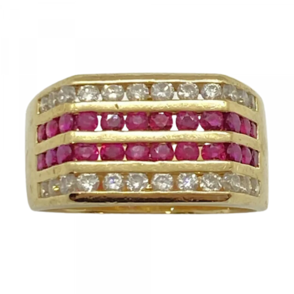 Handsome Ruby and Diamond Mens Ring 14K Gold 1.68 Carats TGW