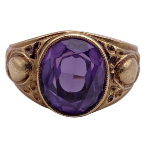 Men's Lab Alexandrite Ring 6.22 Carat 14K Gold, June Birthstone