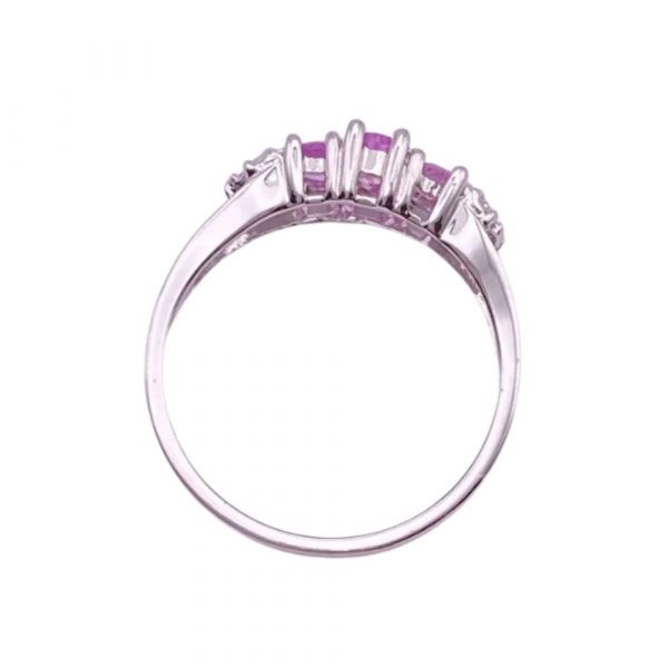 Natural Pink Sapphire and Diamond Ring 1.20 Carat TGW 10K White Gold top view