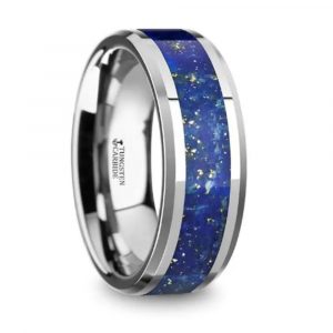 OSIAS Men's Wedding Band with Blue Lapis Inlay - Tungsten