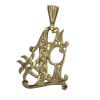 Ornate #1 Mom Vintage Pendant Charm 14K Gold