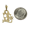 Ornate #1 Mom Vintage Pendant Charm 14K Gold back and size comparison