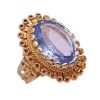 Ornate Statement Ring 14K Gold Sky Blue Topaz 18.40 Carat Solitaire side