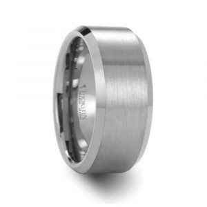 SHEFFIELD Silver Men's Wedding Band with Brushed Center - Tungsten