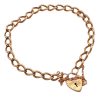 Victorian Revival Link Bracelet with Pinch Heart Lock Charm Clasp 9K English Gold