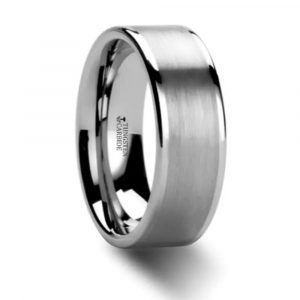 WAYNE White Wedding Band with Brushed Finished Center - Tungsten