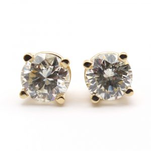 1.92 Diamond Stud Earrings Yellow Gold