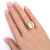 11 Carat Green Blue Aquamarine Solitaire Ring Yellow Gold Worn