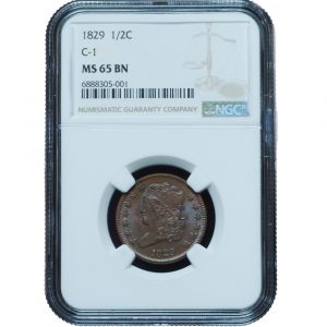 1829 Classic Head Half Cent MS65BN NGC