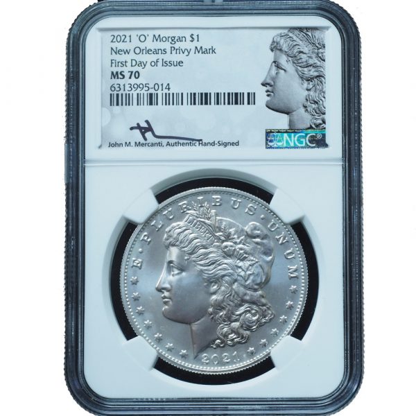 2021-O Morgan Dollar MS70 NGC Mercanti Signed