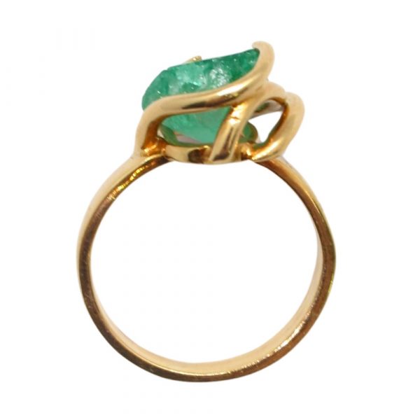 4.5 carat Emerald Rough Gemstone Ring 18k Profile