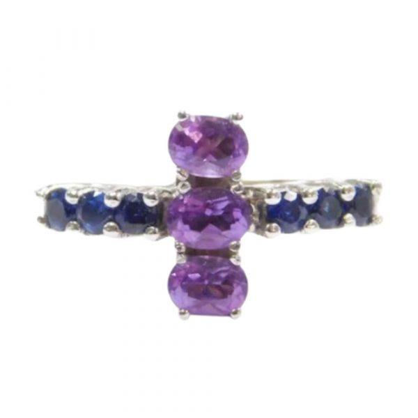 .67 ctw Sapphire and Amethyst Ring 14k White Gold