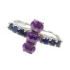 .67 ctw Sapphire and Amethyst Ring 14k White Gold angled