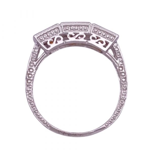 Andalusite Three-Stone Band Ring .90 Carat 14K White Gold Deco Inspired Design, Color Change top