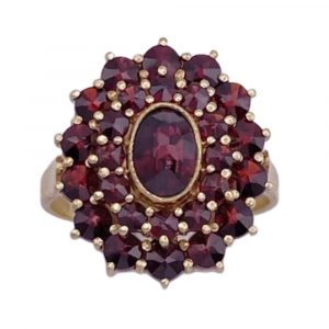 Bohemian Garnet Vintage Ring 14K Gold Czech Hallmarks 3.31 Carat TW