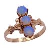 Charming Victorian Era Opal Three-Stone Ring 14K Gold