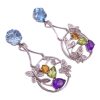 Colorful Gemstone BUTTERFLY Detail Dangle Earrings 14K White Gold side