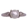 Cultured Pearl and Diamond 14K White Gold 6.5 MM